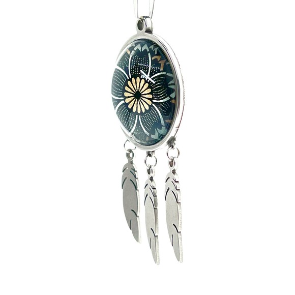 Dreamy Daisy Feather Dreamcatcher Necklace - Picture 3 of 11